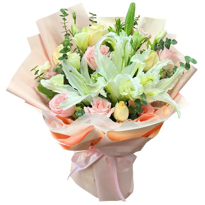 贺州10朵玫瑰百合混搭，爱是难忘时刻